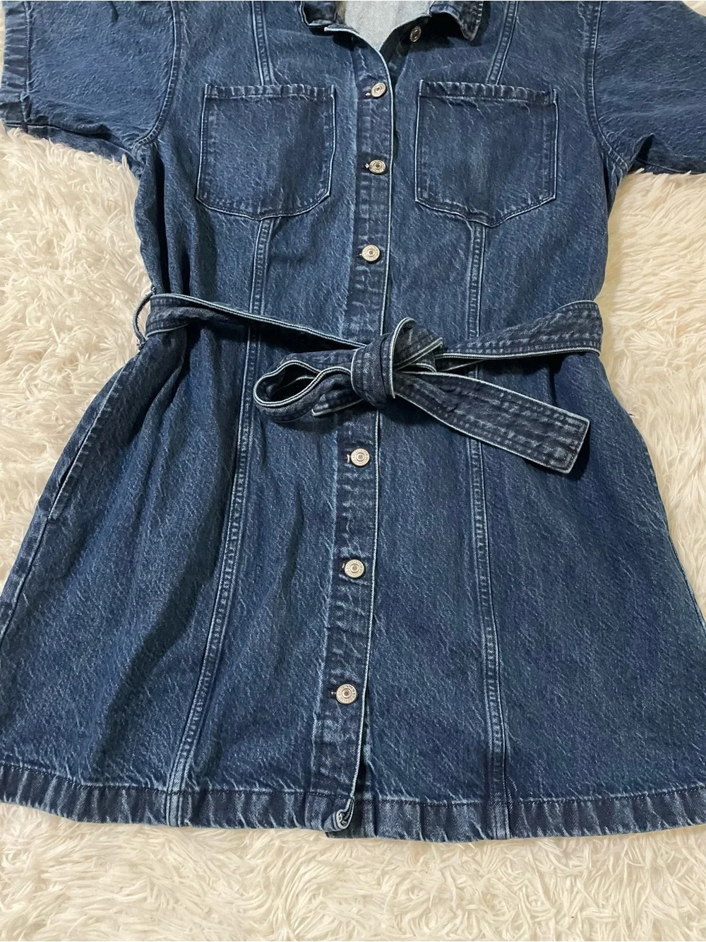 Abercrombie & Fitch Utility 90s Y2K Western Cowgirl Belted Denim Jean Dress L - Picture 3 of 13